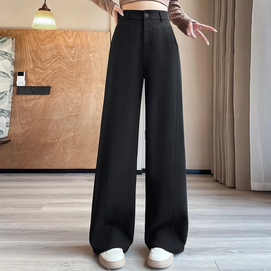 小个子窄版西装阔腿裤女2025秋季新品垂感巨百搭休闲直筒拖地裤