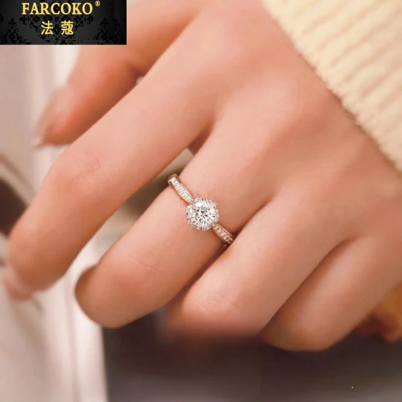法蔻手捧花钻戒女小众轻奢结婚求婚戒指送女友老婆生日情人节礼物