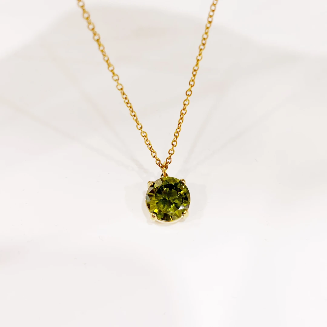 钛钢项链 2731钛钢高定橄榄绿色爆闪锁骨项链（链长45）