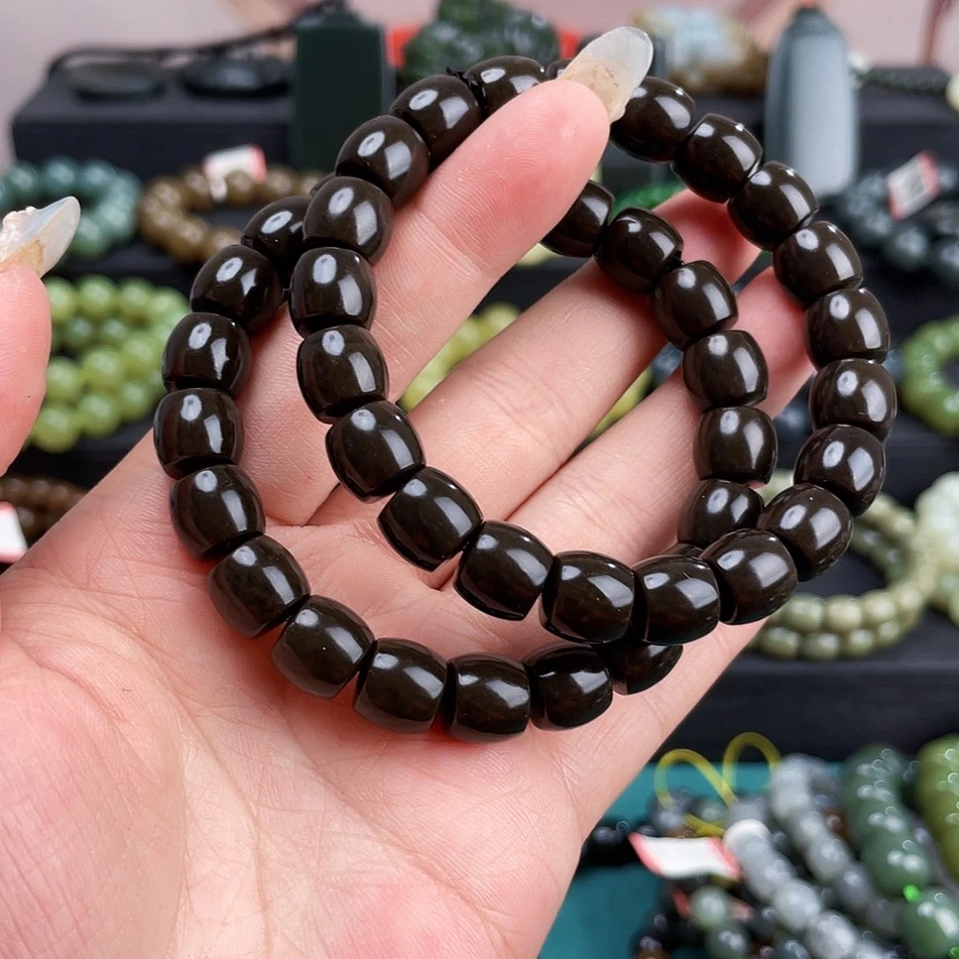 手链未镶嵌和田玉新疆且末金山矿老油糖卡10直切 20颗