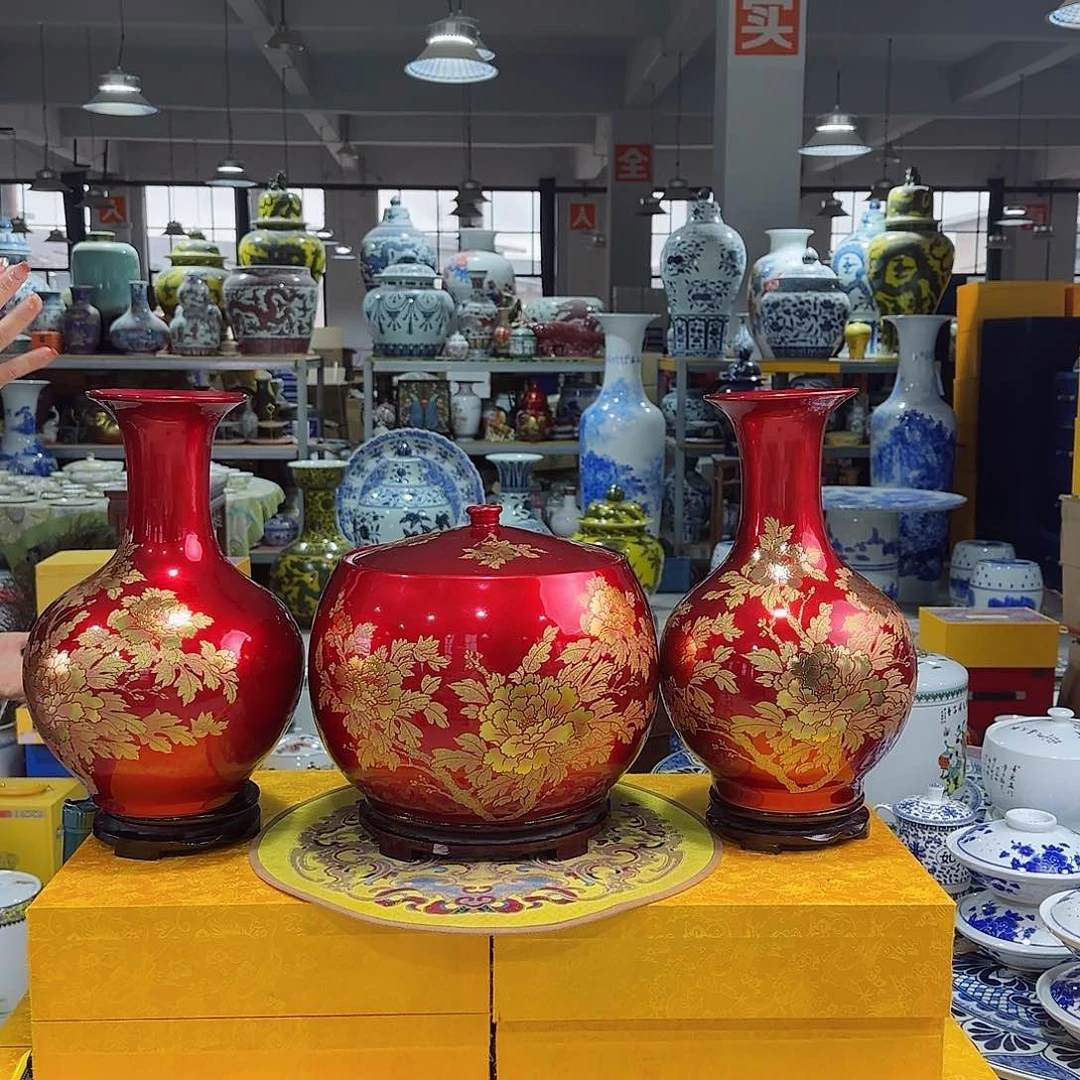 瓷片一套三件套带底座