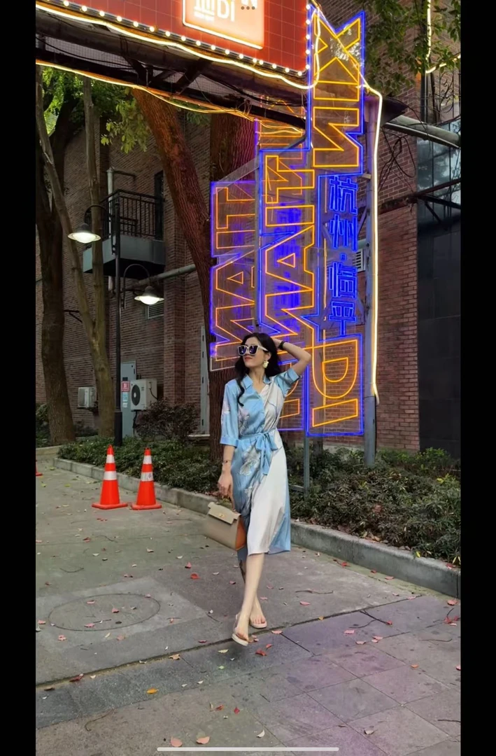 【桑蚕丝大W】气质时尚舒适渐变色桑蚕丝连衣裙25063