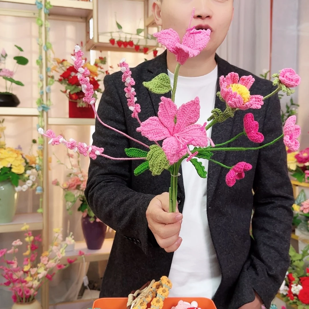 纯手工钩织手工钩织设计花束