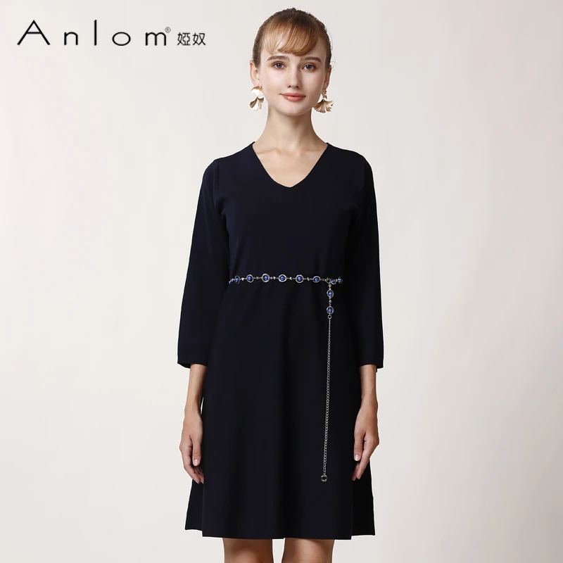 Anlom/娅奴连衣裙女春秋春装女早春气质显瘦性感春季连衣裙女新款