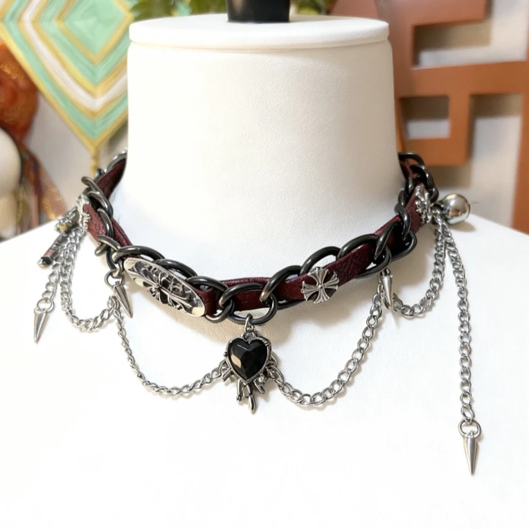 克罗心朋克风日韩复古饰品拼接choker锁骨链项圈十字架颈链项链