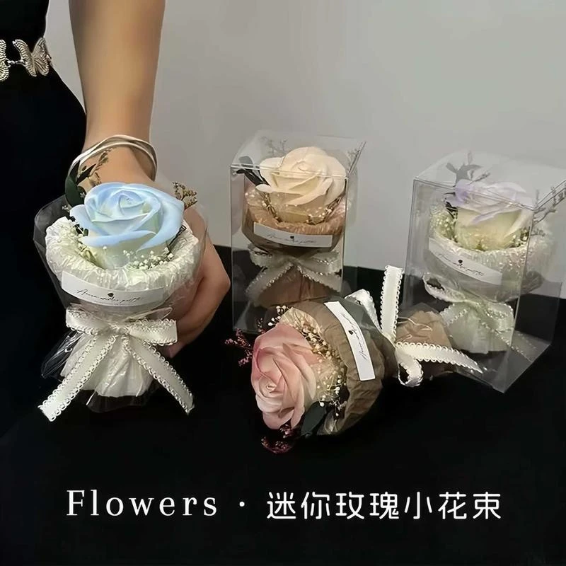 迷你口袋仿真花束玫瑰向日葵生日礼物送女朋友闺蜜