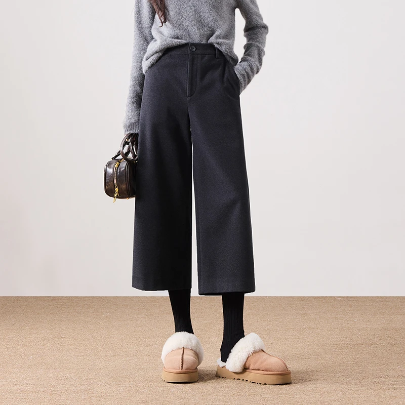 索菲丝尔2025冬季新款时尚气质宽松保暖休闲八分阔腿裤女541631