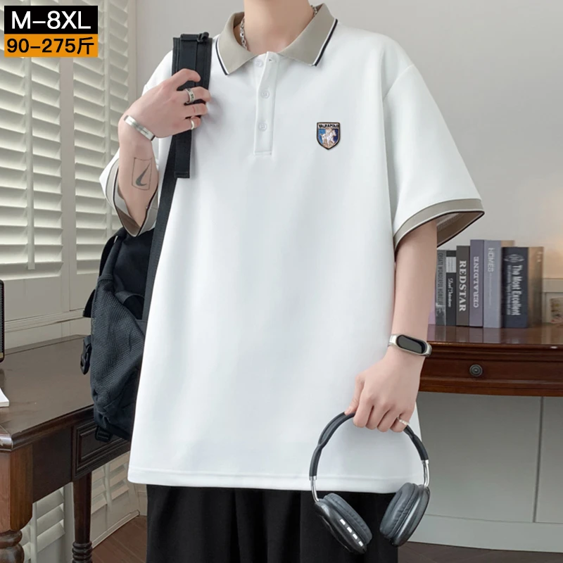 夏季大码短袖t恤男生新款半袖青少年大童polo衫休闲纽扣休闲上衣