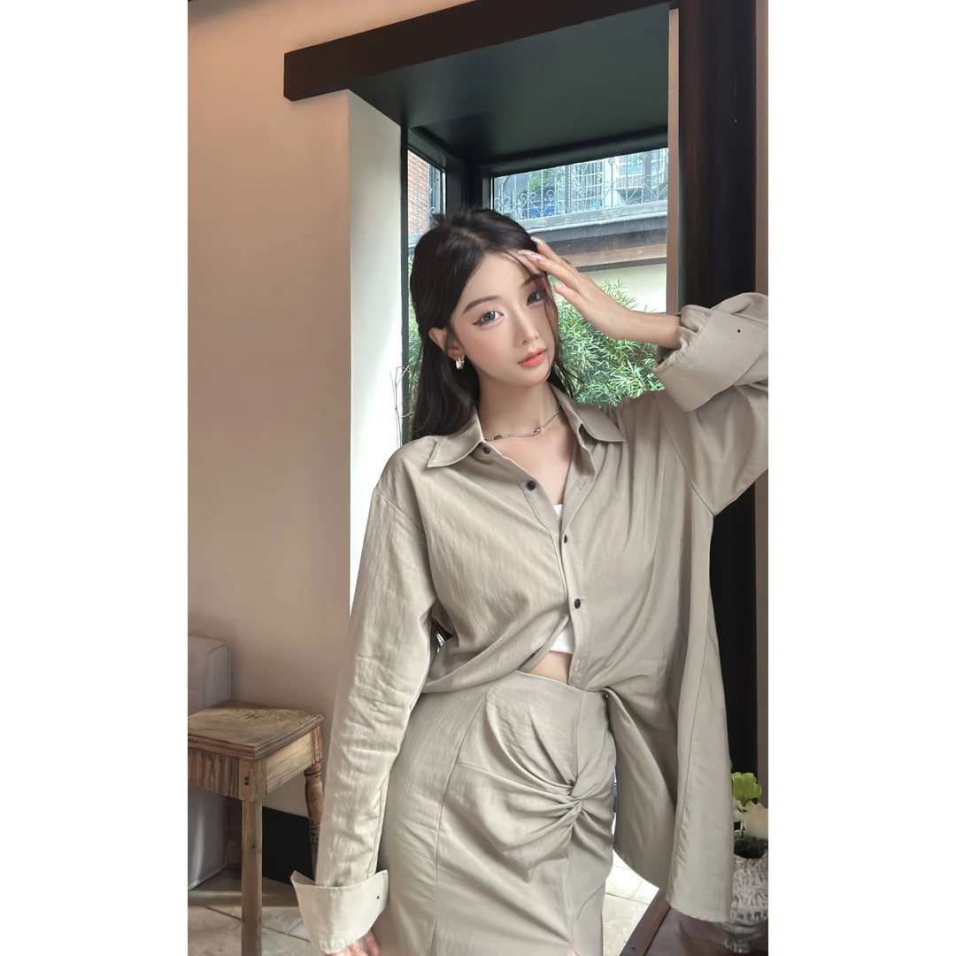 清清利达 NEW DADADA【拿铁】法式气质长袖复古衬衫衬衣TPQ236