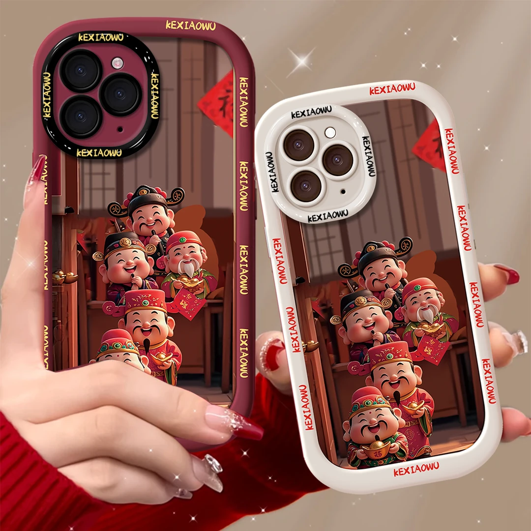 适用【苹果13PRO】新年财神祝福全包喜庆创意防摔泡芙手机壳
