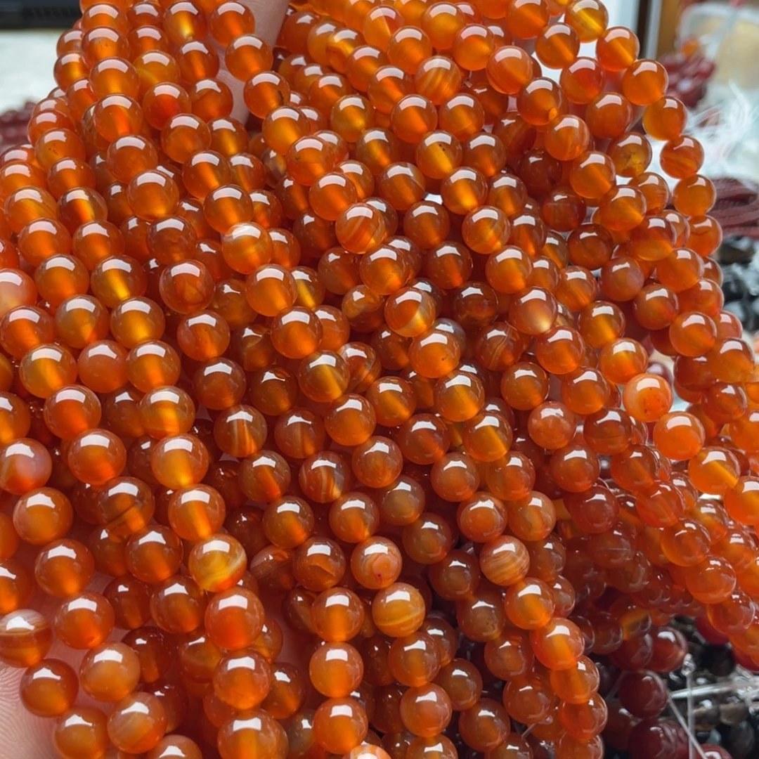 玛瑙/玉髓未镶嵌珠宝半成品一条装卡8mm橘红玛瑙圆珠