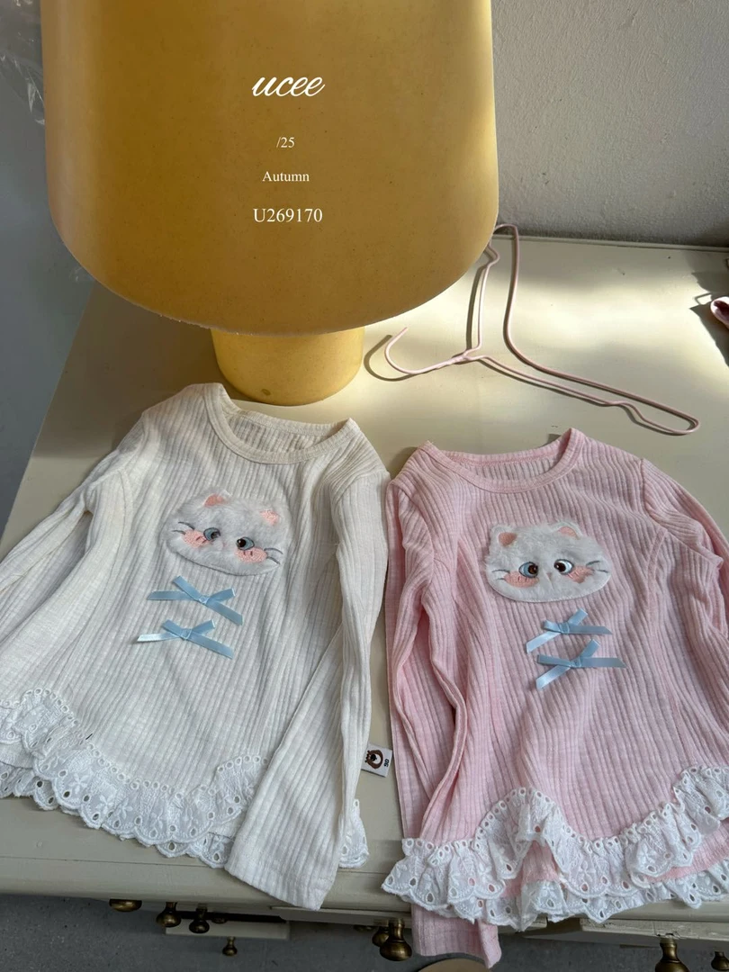 2025秋季新款女童A类蝴蝶结小猫咪百搭打底衫（269170）汉服