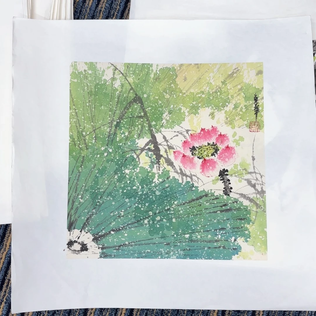 国画s**.杨世华斗方花鸟朱