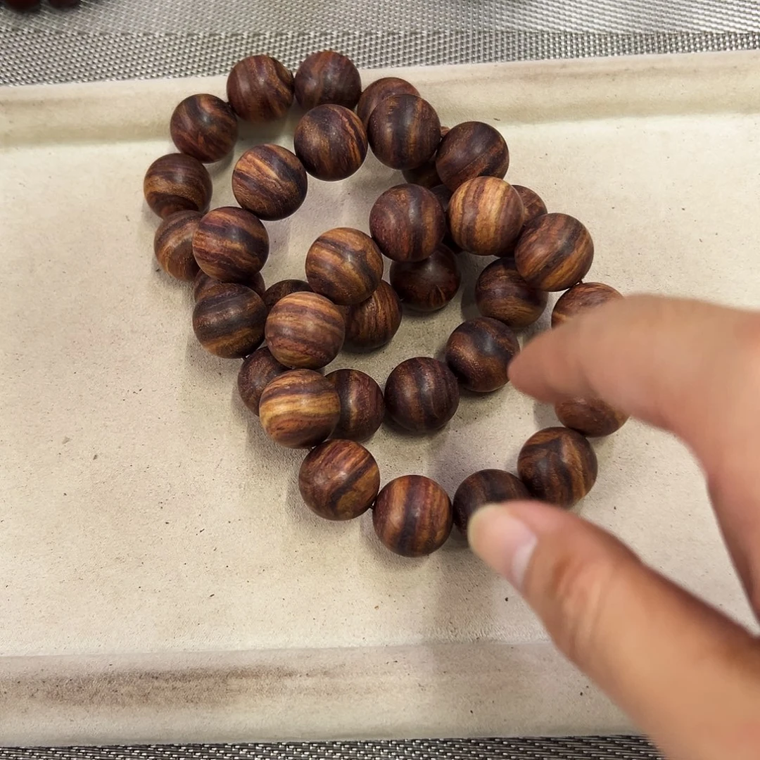 黄花梨/降香黄檀手串/手链20mm圆珠粗抛无胶无腊多彩