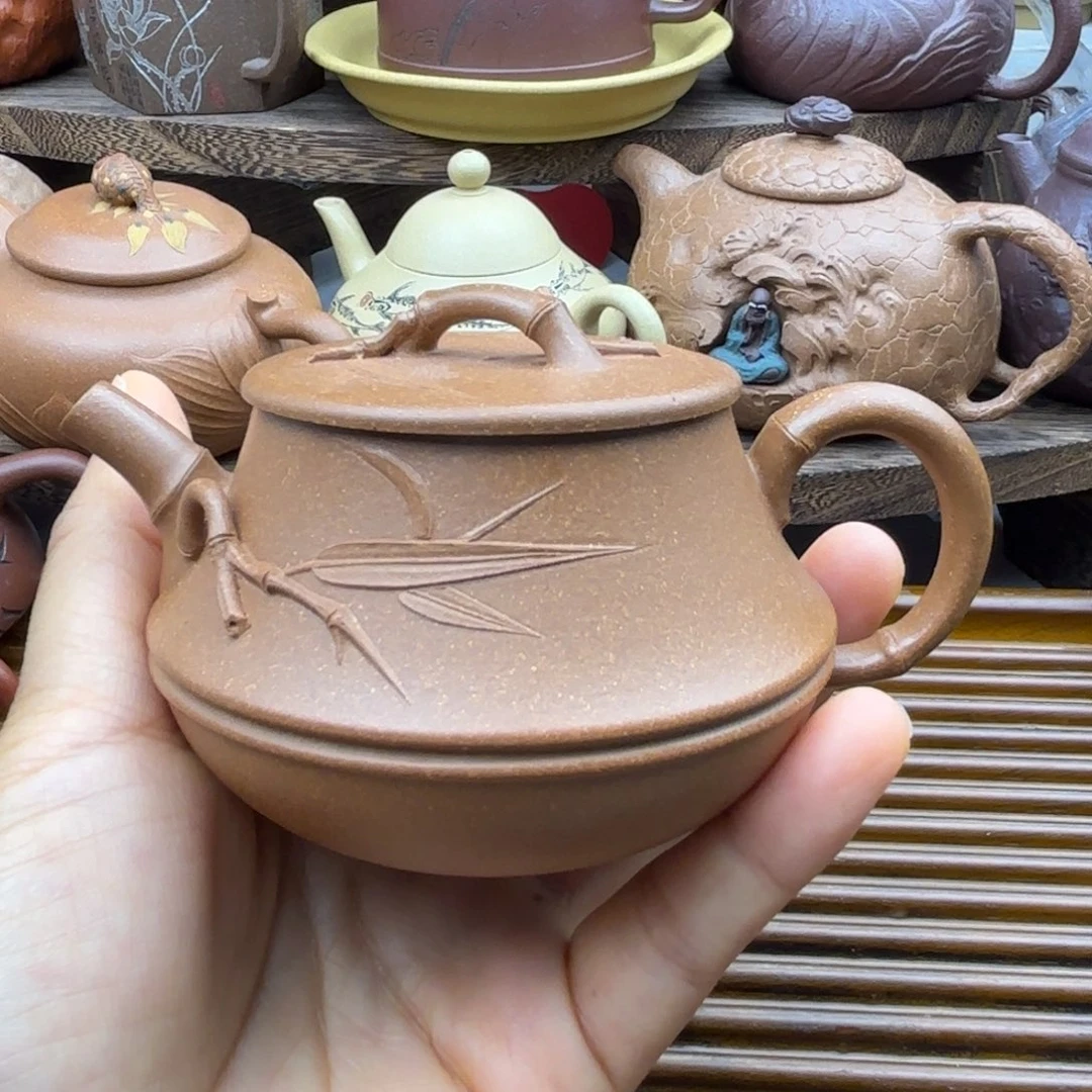 茶壶紫砂竹鼓黄降坡150c c