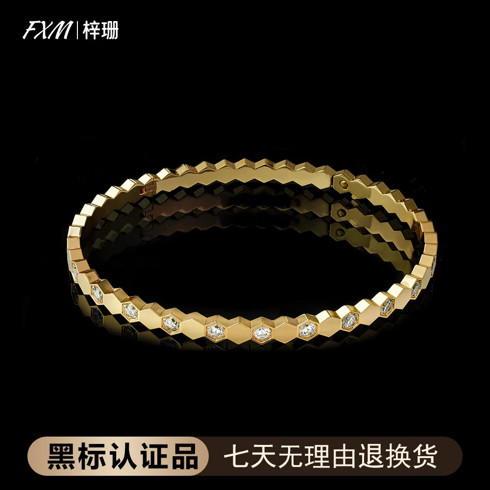 FXM/梓珊 合金手镯 镀K金 时尚百搭CNC蜂巢轻奢经典手镯 ZR-C27