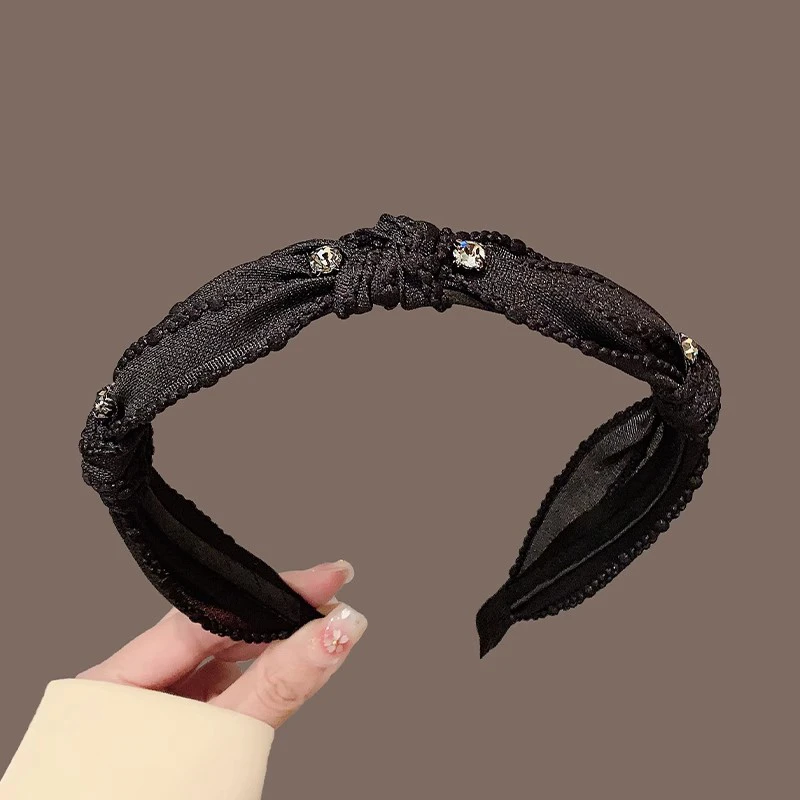 显脸小黑色发箍女韩版百搭高级感气质钻石发捆外出压碎发头箍发卡