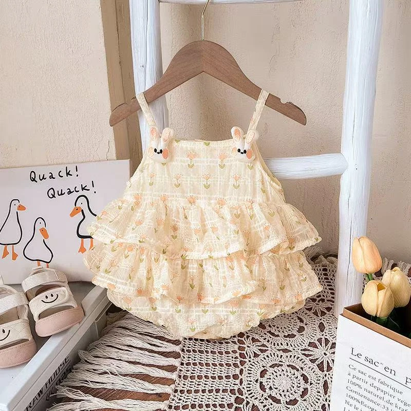 [BD]婴幼儿夏季小兔吊带女宝洋气包屁衣裙薄款儿童宝宝连体婴儿