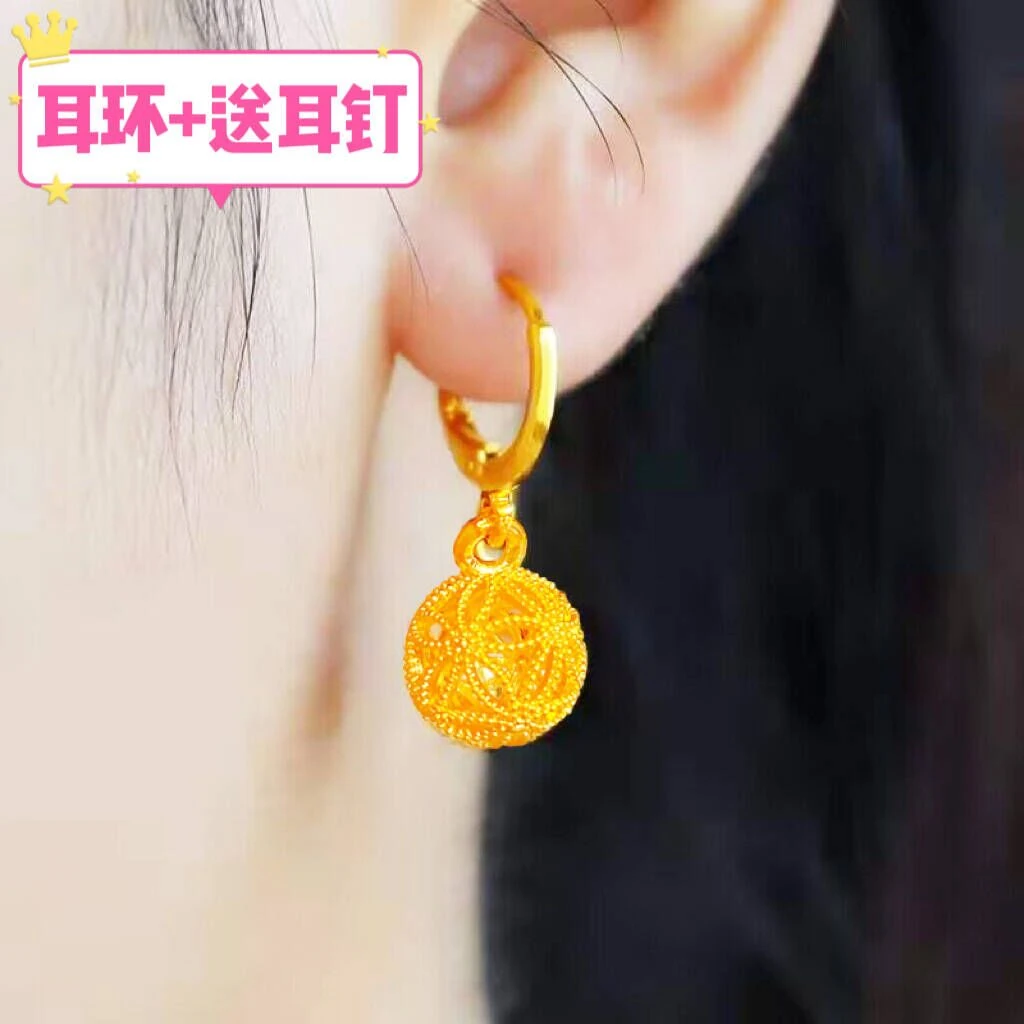铜合金耳饰 气质时尚花丝绣球耳环女士 洋气百搭金色耳饰耳扣耳坠