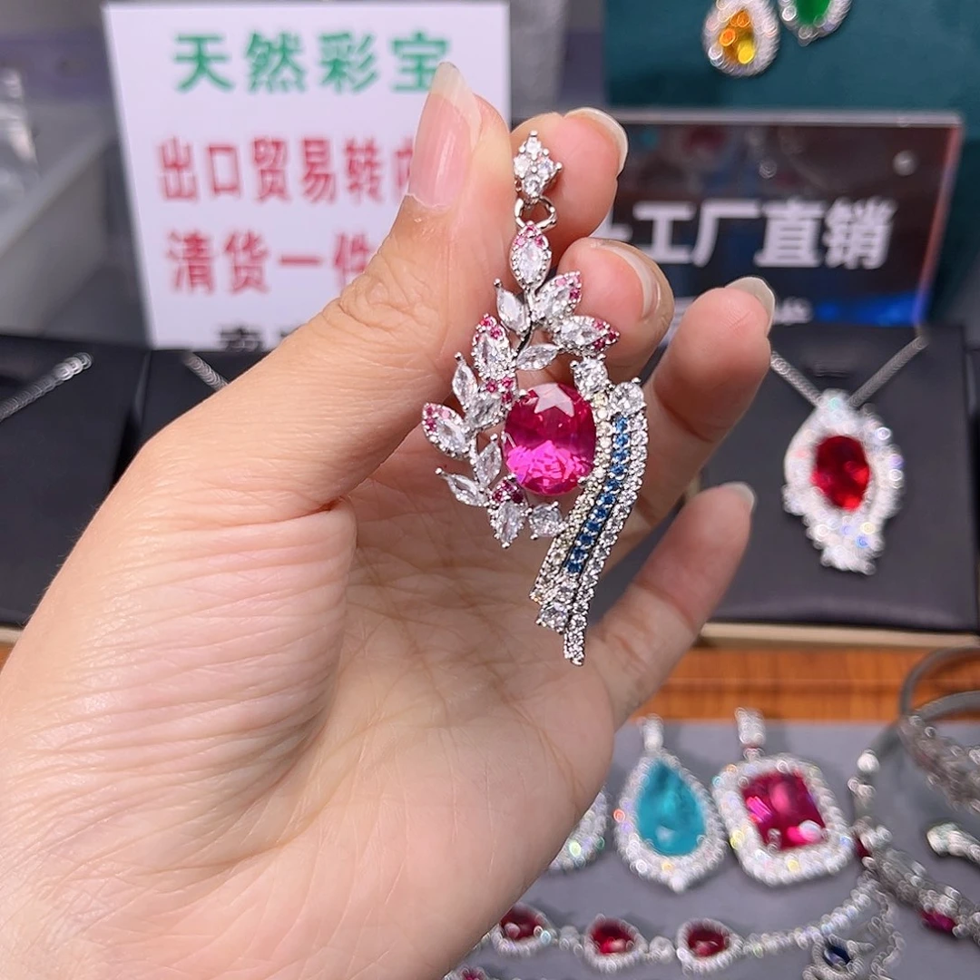蓝宝石颈饰银S925镶嵌t z 228