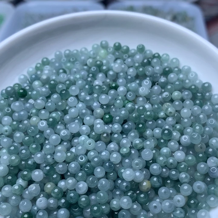 翡翠散珠卡3.5的蓝水小米珠100个