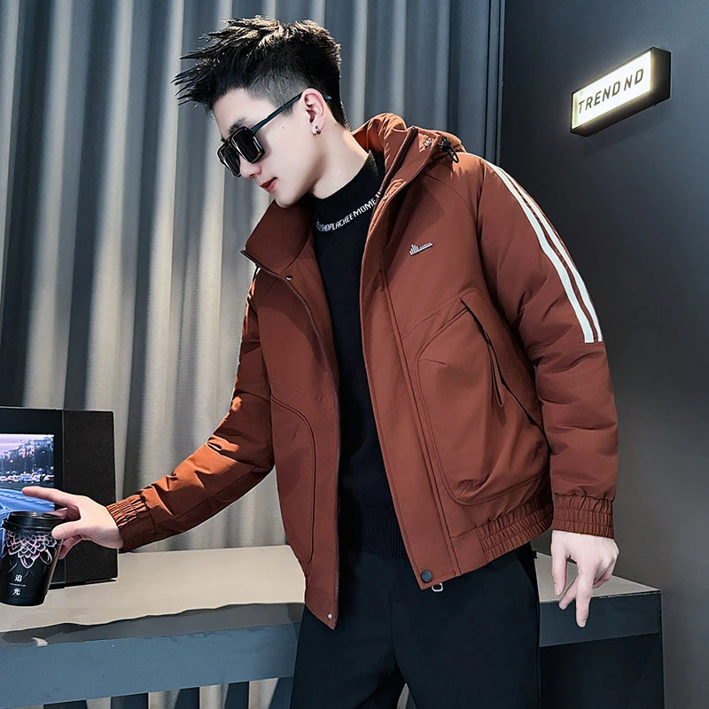 连帽男士外套2025新款冬季潮流高级感休闲棉衣韩版加厚保暖男棉服