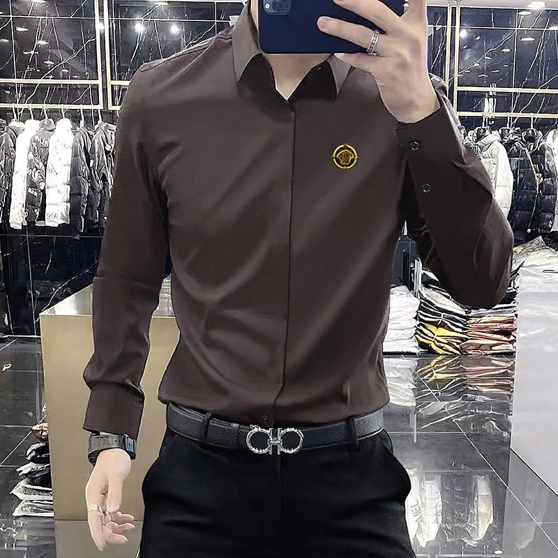 JERMYN STARS【意奢高定液氨】秋夏丝光免烫无痕长袖衬衫男装上衣