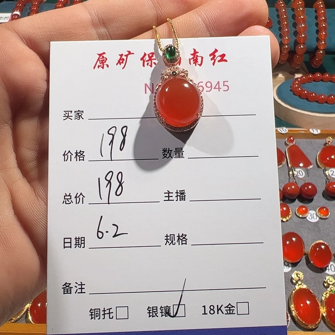 南红玛瑙银S925镶嵌颈饰