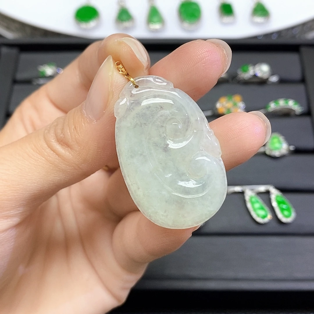 翡翠18K金镶嵌吊坠(不含链)