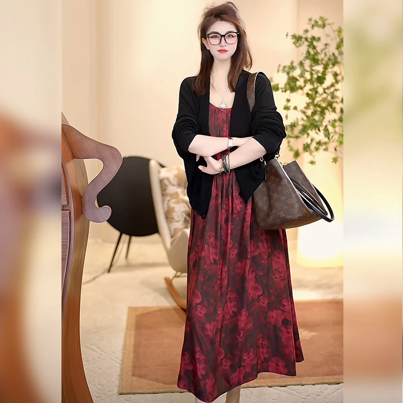 【Linda姐高端线】时尚高奢气质内搭印花吊带裙连衣裙AW4LYH0115