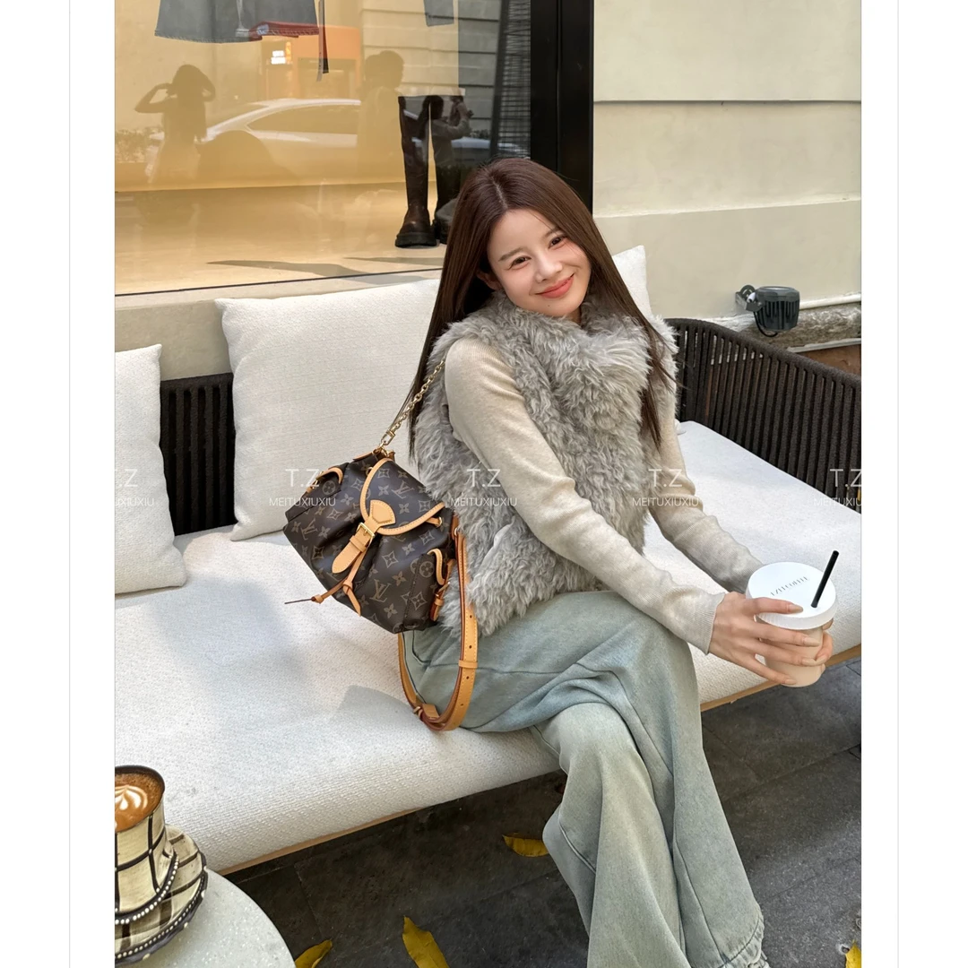 【婷子定制】~150小个子改版韩系羊绒卷夹棉毛毛马甲{有浮毛}D2902