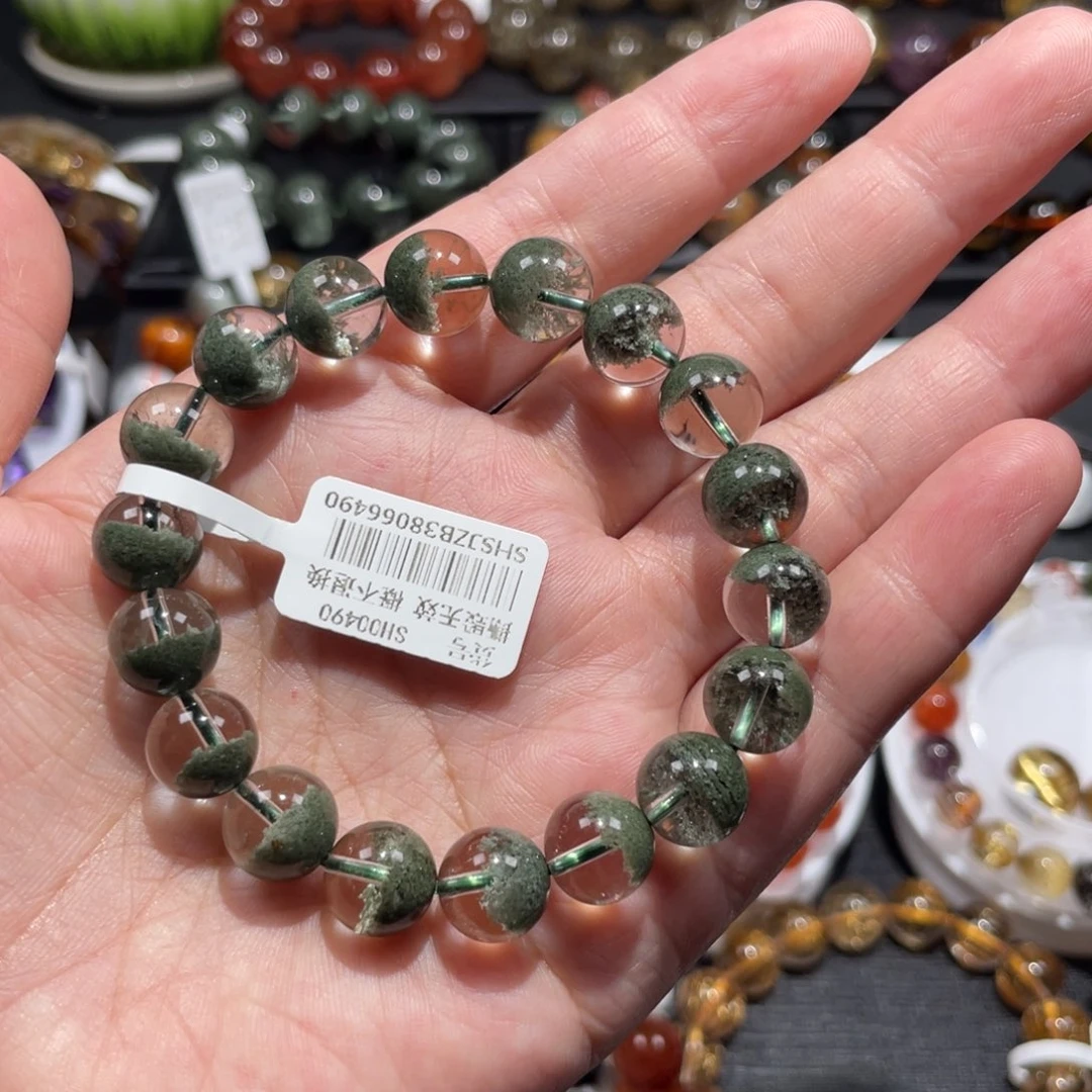 未镶嵌手链水晶绿幽灵聚宝盆10mm左右