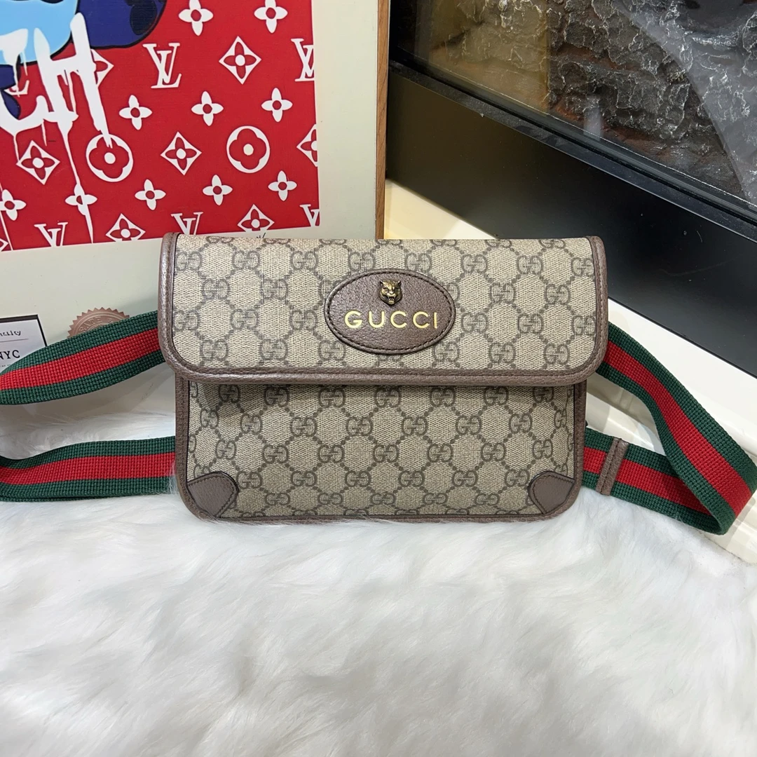 99新 GUCCI/古驰 虎头腰包 单面