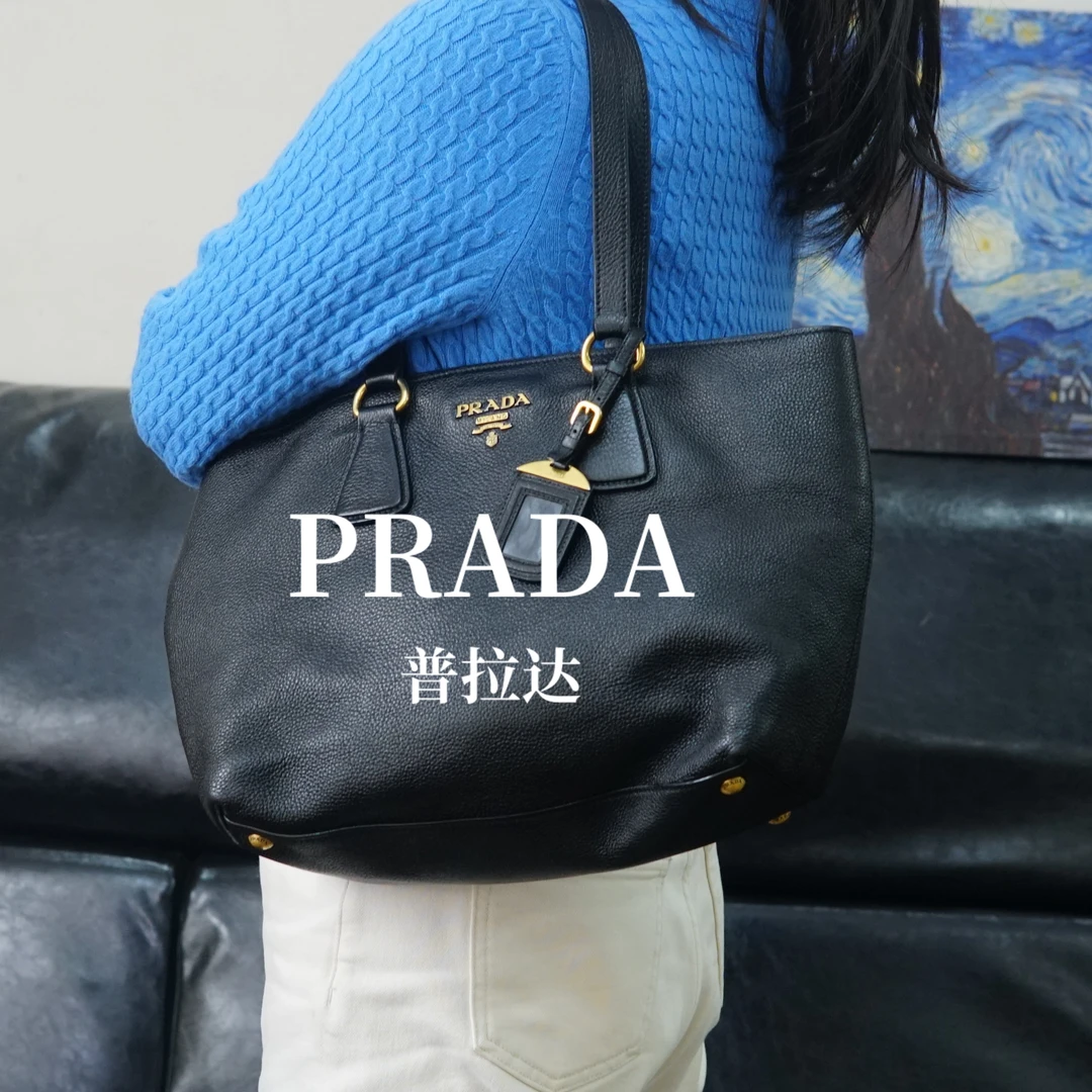 95新 Prada/普拉达 黑金单肩包/WJ01803042/3042