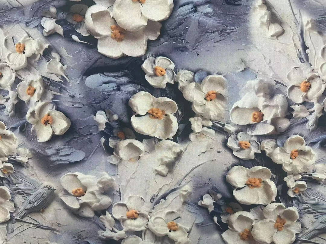 鸟语花香2  5D浮雕棉绸 传统连衣裙旗袍套装被套家居服面料