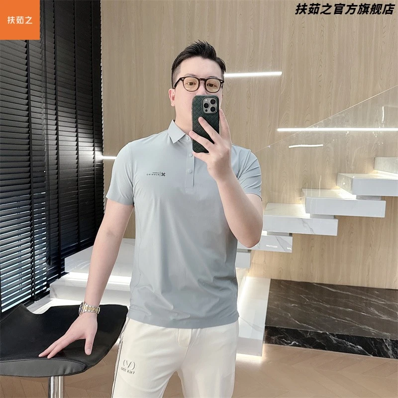 2025夏季新款欧货潮牌时尚简约百搭翻领男士短袖衫短袖恤潮
