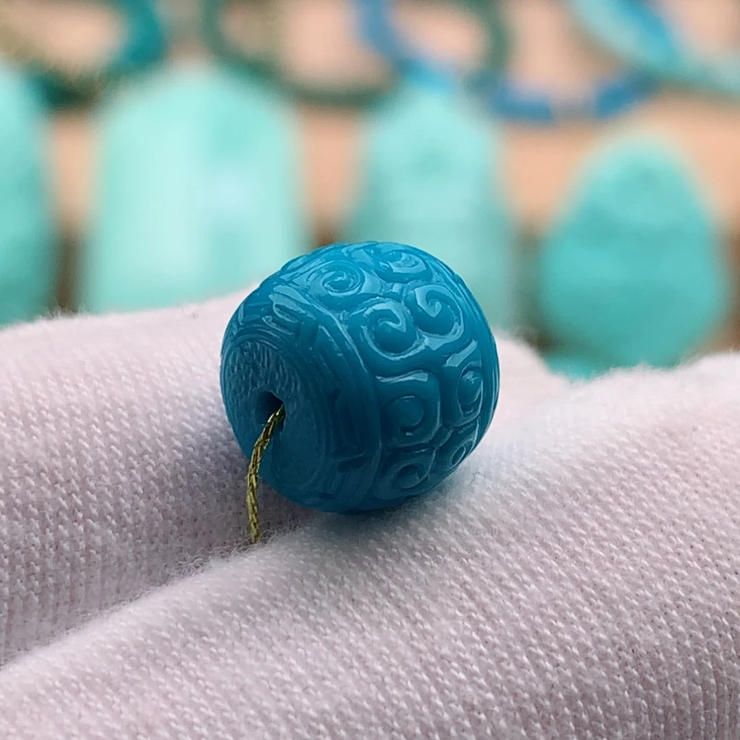 绿松石珠宝奇石未镶嵌10.3✖️9回纹老型