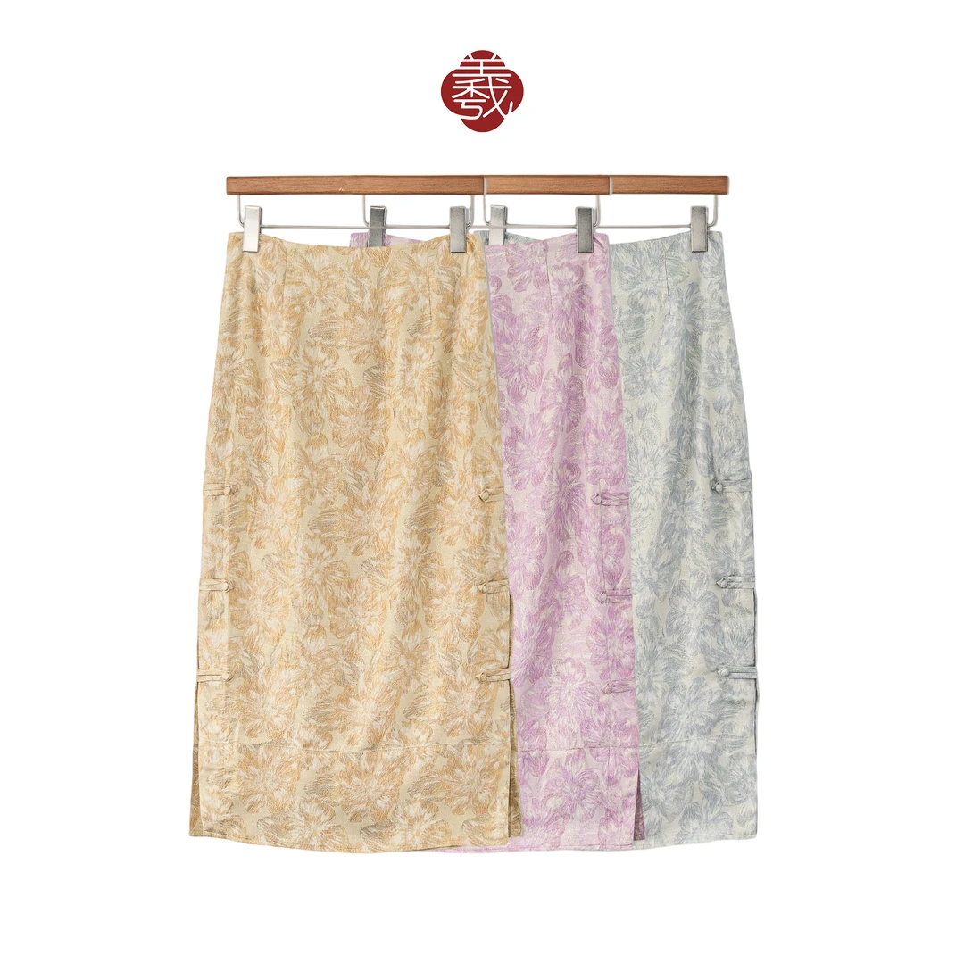 吕小男【漫画林-半裙】新中式国风2025新款高级百搭温柔休闲半裙子