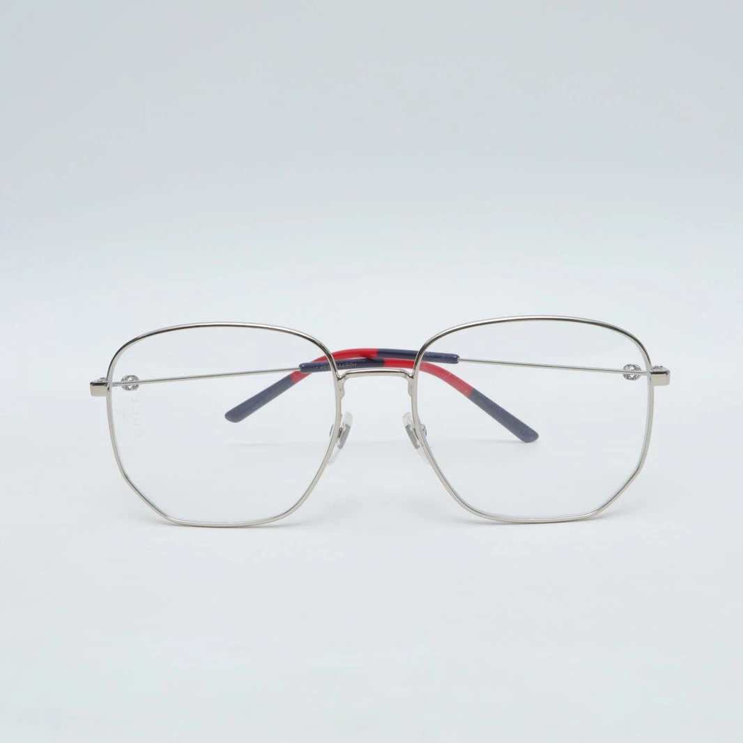 99新 GUCCI/古驰 【活动黑黑】银框红蓝腿平光镜 银色