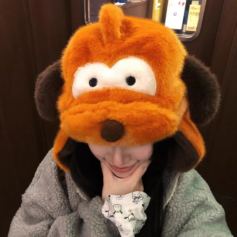可爱布鲁托小狗雷锋帽女冬季加厚保暖毛绒帽子显脸小护耳滑雪帽男