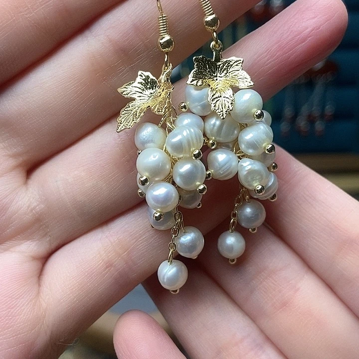 石英质玉耳钉银S925镶嵌