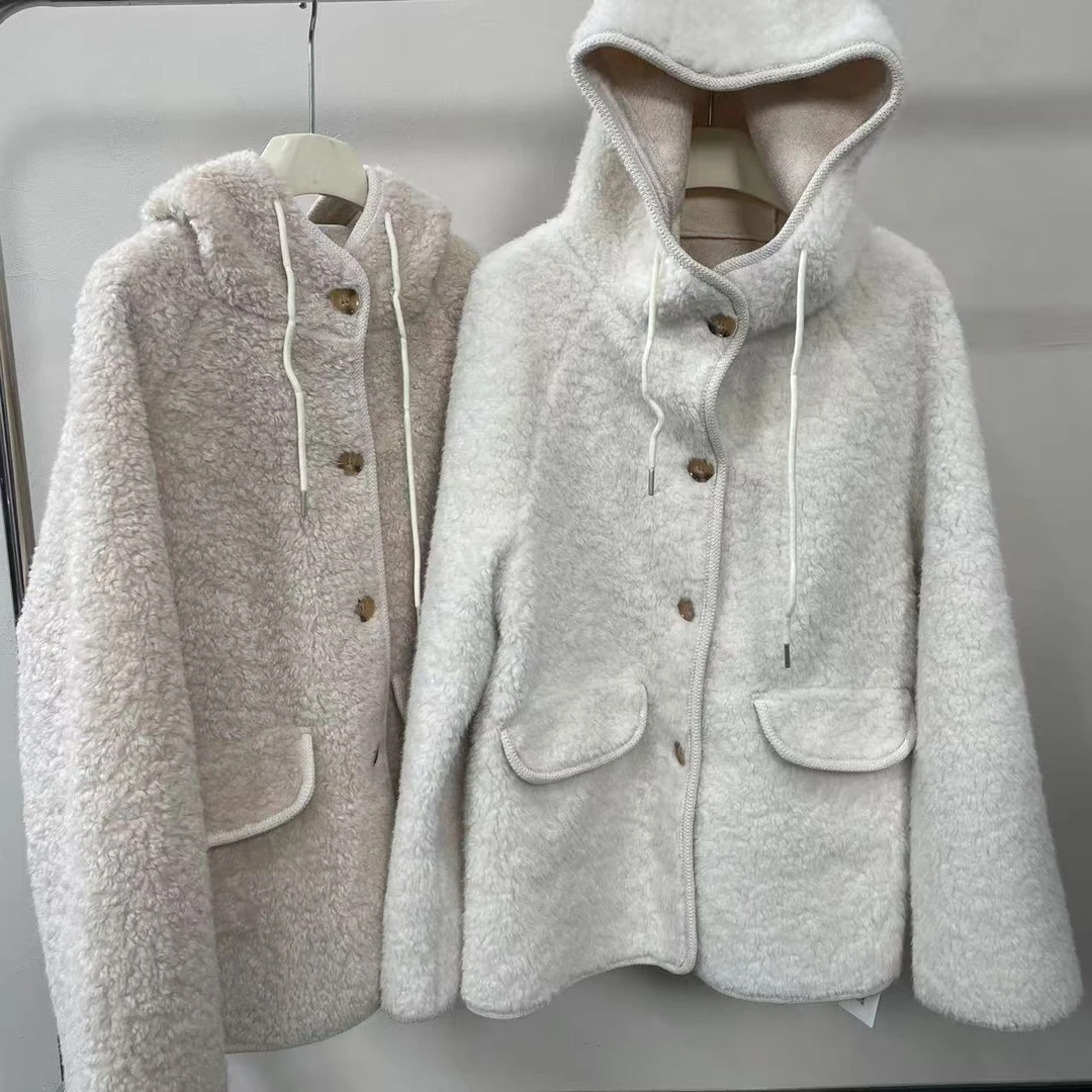 【 雨•美 推荐 】A569时尚气质连帽毛毛外套