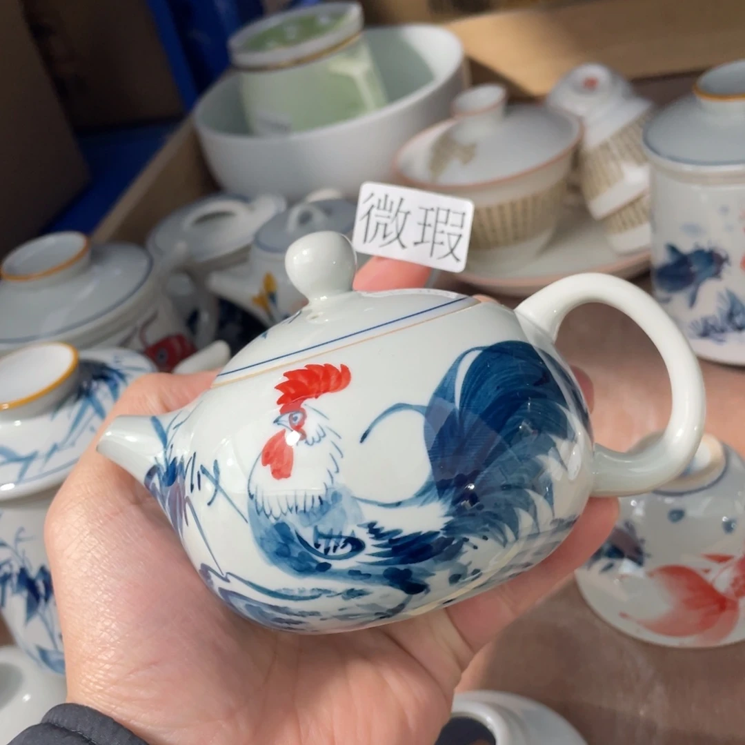 釉下手绘茶具微瑕