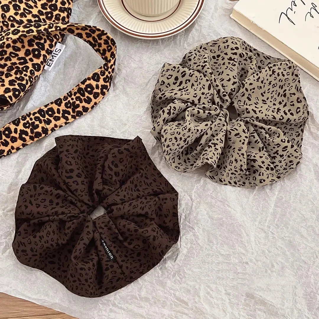 复古豹纹大肠发圈女丸子头低马尾扎头发绳2025新款气质橡皮筋发饰