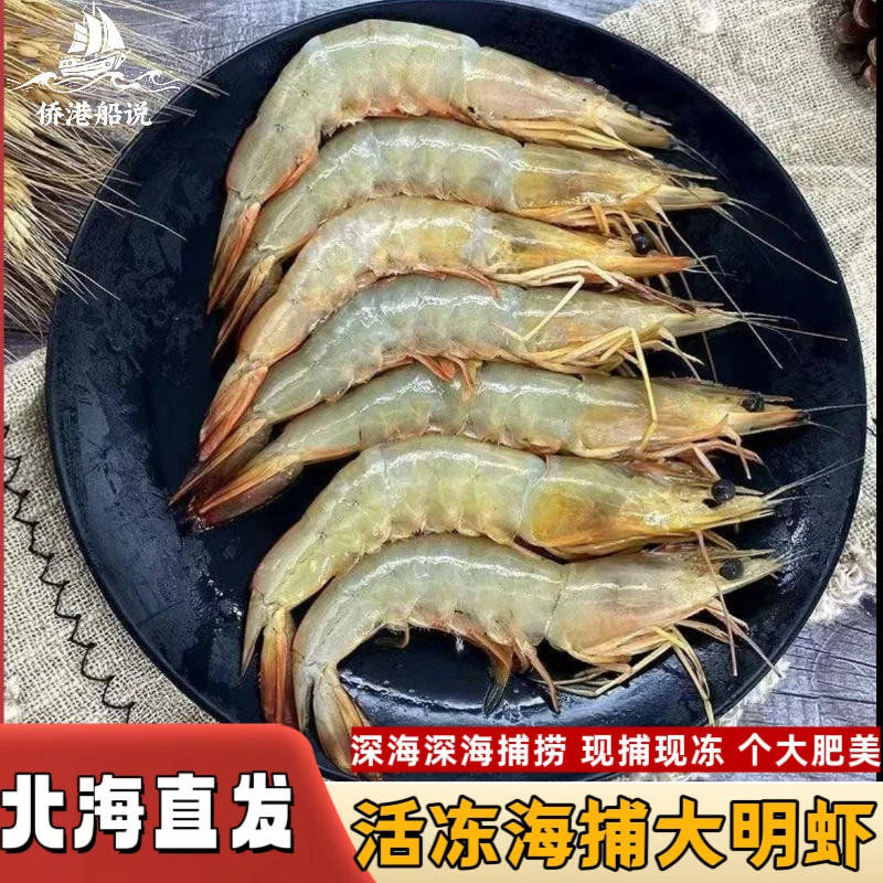 【自家渔船海捕】北海野生大明虾新鲜海鲜鲜活速冻锁鲜纯天然海虾