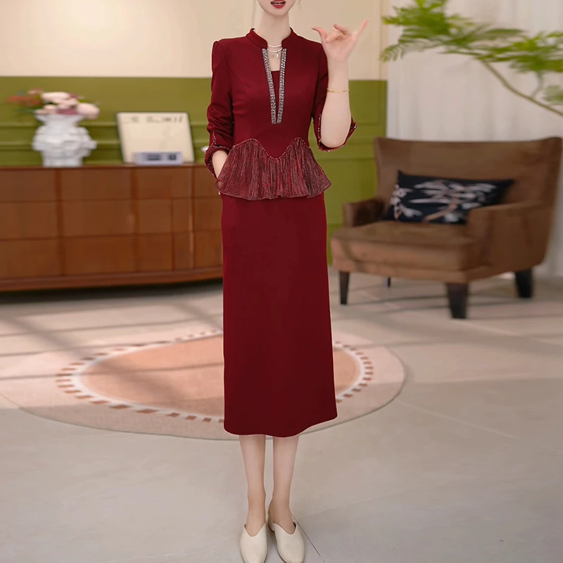 连衣裙2025新款女春秋十月一轻奢高级感喜婆婆婚宴装气质妈妈礼服
