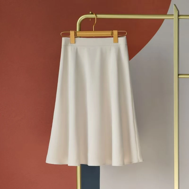 高腰显瘦中长款伞裙夏季通勤百搭垂感半身裙