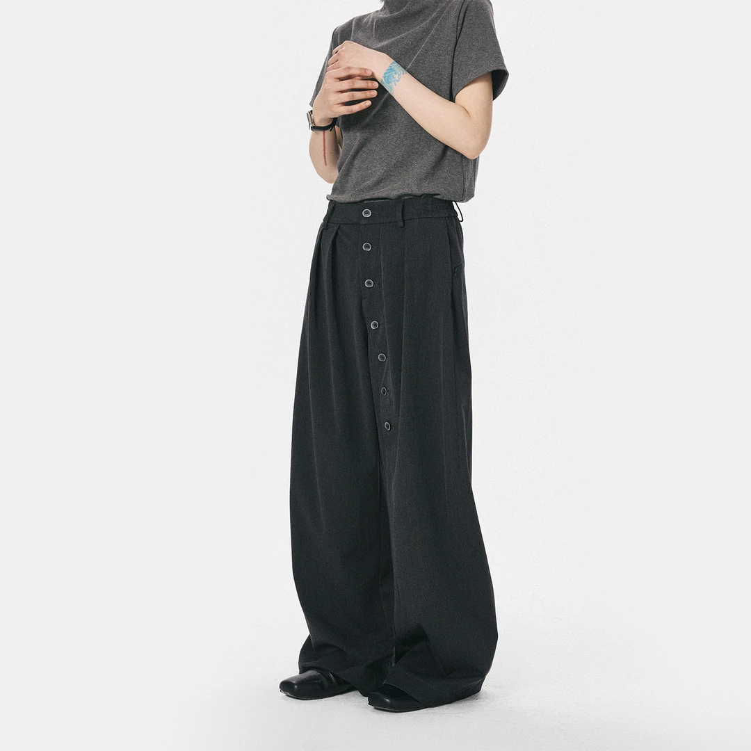 SAMEUOO散养文化「隐构‌」西裤夏季复古阔腿宽松裤子--["恋夏风"]