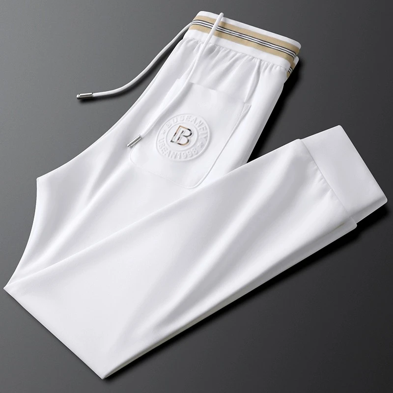 轻奢休闲裤男士夏季薄款修身弹力时尚百搭透气小脚束脚运动裤卫裤