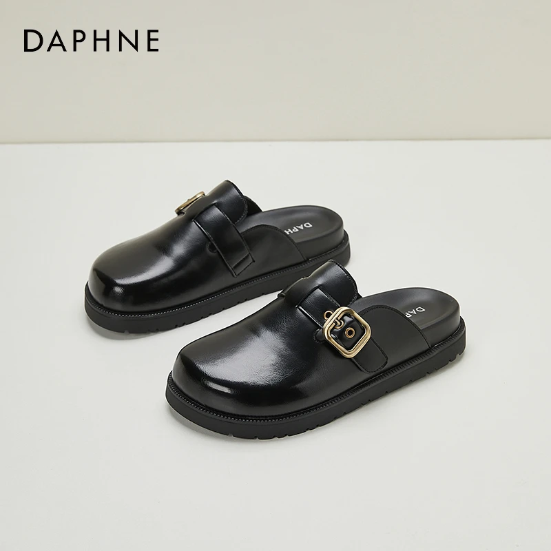 达芙妮厚底博肯半拖2025年夏季新款外穿一脚蹬懒人舒适包头拖鞋女